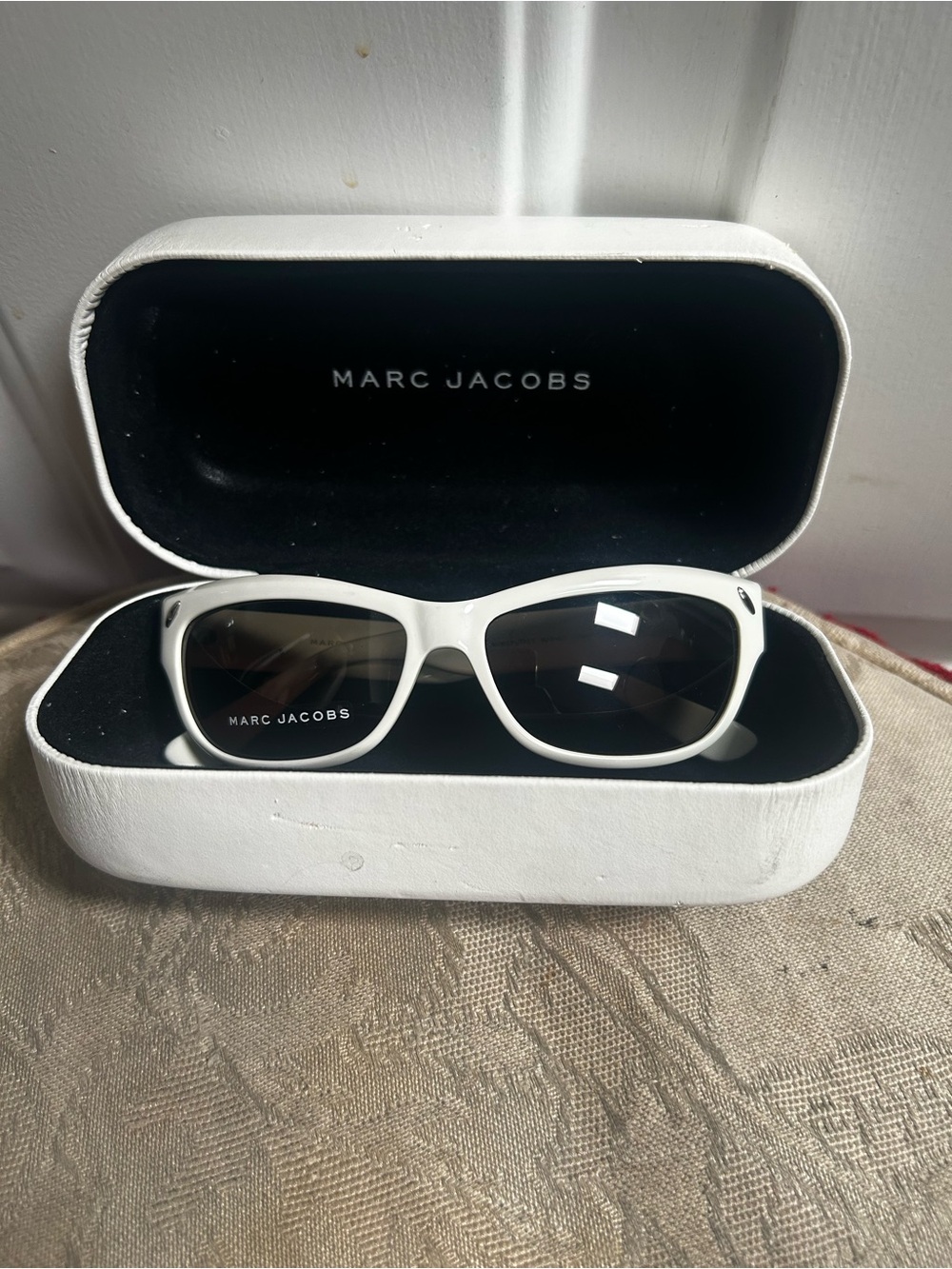 Marc Jacobs Italy White Frame Sunglasses with Dark Lenses
